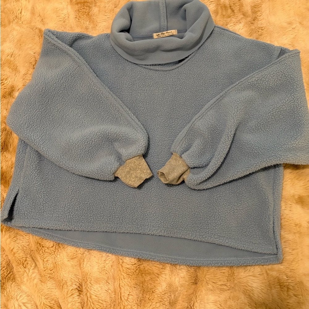 We The Free Sky Blue and Heather Gray Turtleneck Sweater